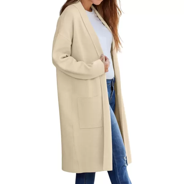 imagechouyatou Womens Lightweight Wool Coat Open Front Casual Wool Coatigan Coats with PocketsApricot