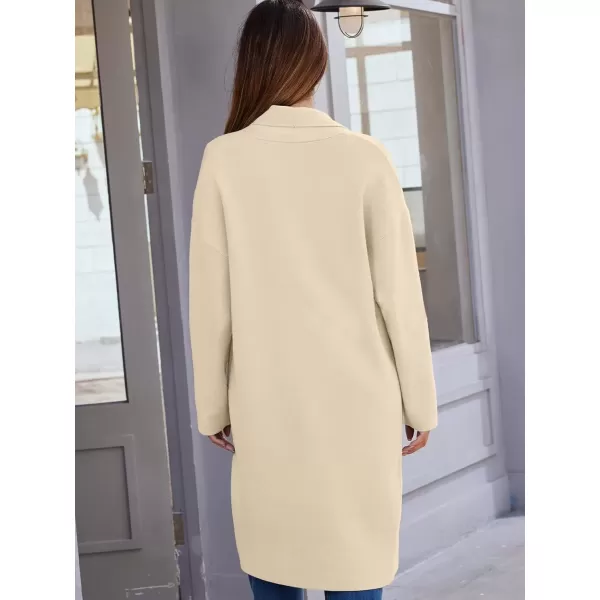 imagechouyatou Womens Lightweight Wool Coat Open Front Casual Wool Coatigan Coats with PocketsApricot