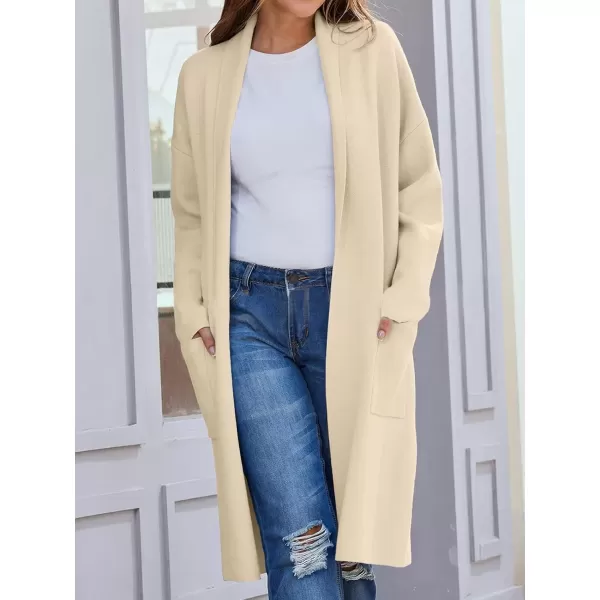 imagechouyatou Womens Lightweight Wool Coat Open Front Casual Wool Coatigan Coats with PocketsApricot