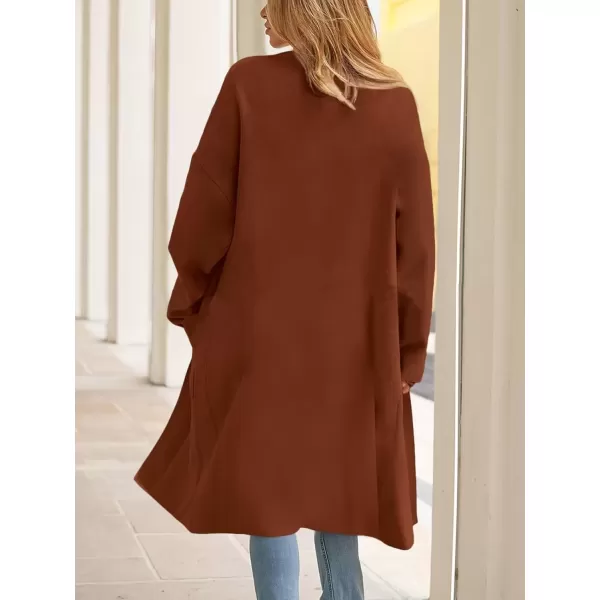 imagechouyatou Womens Lightweight Wool Coat Open Front Casual Wool Coatigan Coats with PocketsCaramel