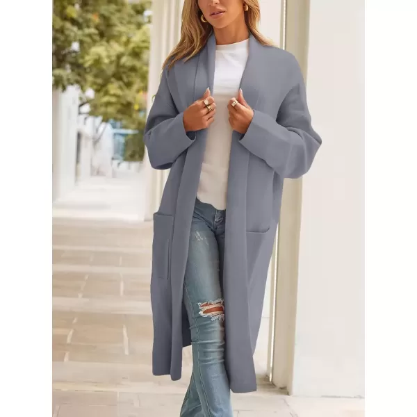 imagechouyatou Womens Lightweight Wool Coat Open Front Casual Wool Coatigan Coats with PocketsGrey