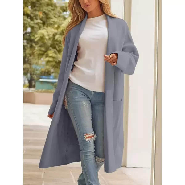 imagechouyatou Womens Lightweight Wool Coat Open Front Casual Wool Coatigan Coats with PocketsGrey