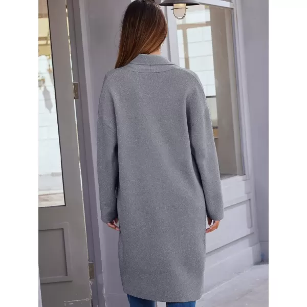 imagechouyatou Womens Lightweight Wool Coat Open Front Casual Wool Coatigan Coats with PocketsGrey
