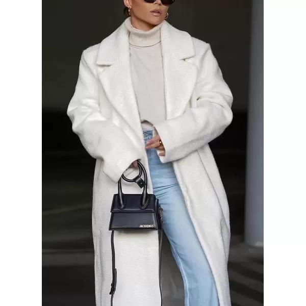 imagechouyatou Womens Winter Casual Wool Blend Overcoat Notch Lapel Single Breasted Belted Long Wool CoatBeige