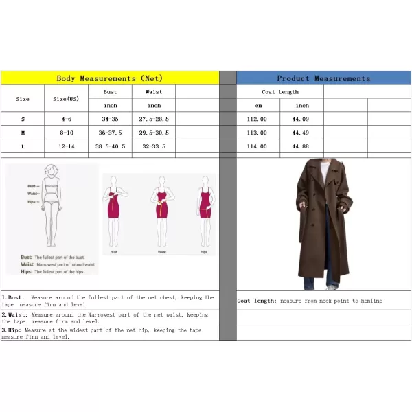 imagechouyatou Womens Winter Double Breasted Wool Coat Long Sleeve Notch Lapel Midi Long Winter Trench Coat with BeltBrown