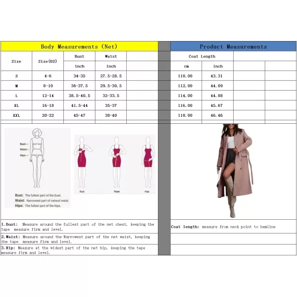 imagechouyatou Womens Winter Notch Lapel Wool Coat Double Breasted Business Casual Midi Long Woolen Trench CoatWhite