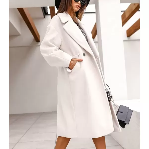 imagechouyatou Womens Winter Warm Notch Lapel Double Breasted Long Pea Coat OvercoatsWhite