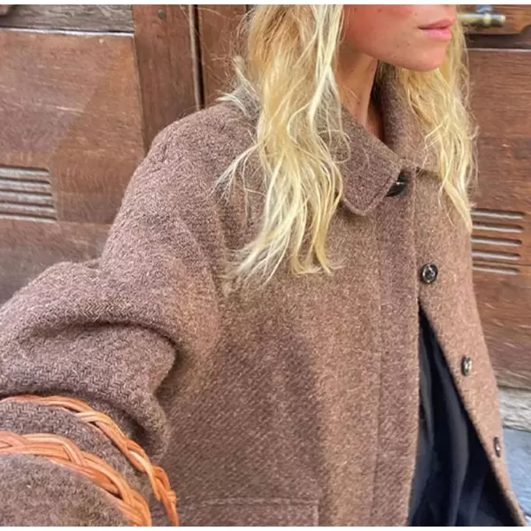 imagechouyatou Womens Winter Warm Single Breatsted Wool Coat Casual Utility Midi Long Wool Pea Coat OvercoatGreen