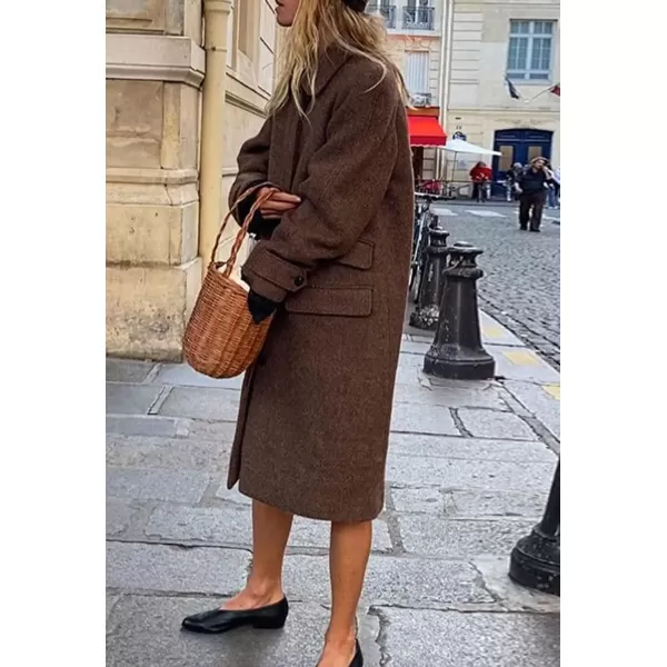 imagechouyatou Womens Winter Warm Single Breatsted Wool Coat Casual Utility Midi Long Wool Pea Coat OvercoatGreen