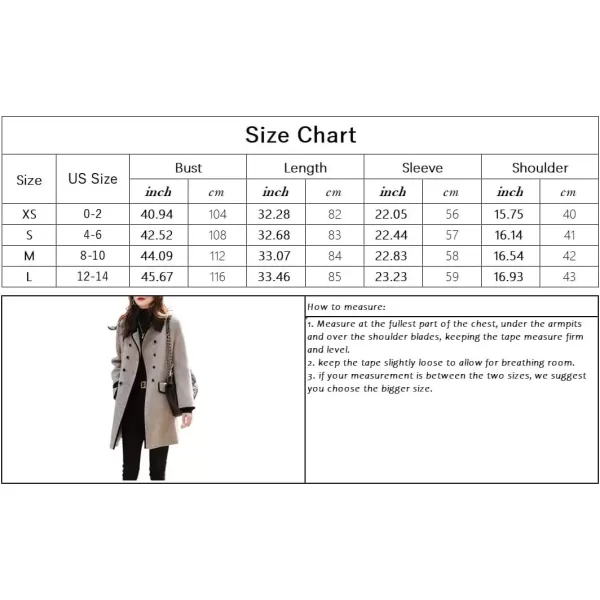 imagechouyatou Womens Fall Winter Double Breasted Contrast Lapel Collar Office Work Long Wool Pea Coat OvercoatGray