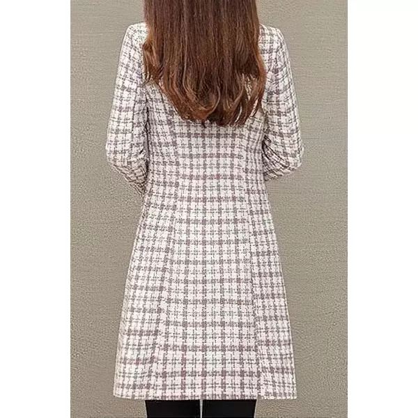 imagechouyatou Womens Fall Winter Wool Blend Overcoat Elegant Dressy Notched Collar Double Breasted Pea CoatPink