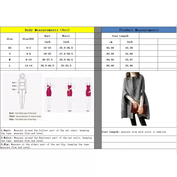 imagechouyatou Womens Winter Collarless 34 Sleeve Capel Wool Coat Single Breasted Plaid Cloak Coat PonchoGrey