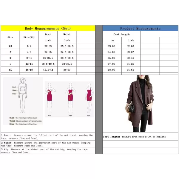 imagechouyatou Womens Winter Double Breasted Wool Coat Notch Lapel Business Midi Long Trench CoatCamel