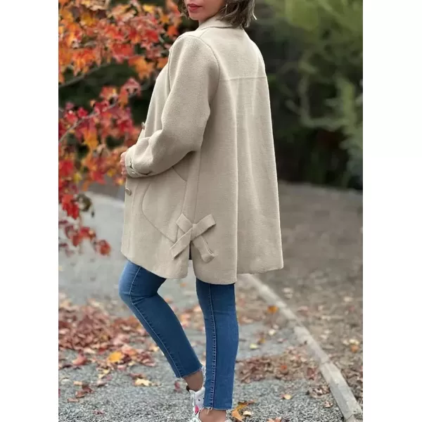 imagechouyatou Womens Winter Single Breasted Wool Coat Bow Knot Business Casual Midi Long Winter Trench CoatApricot