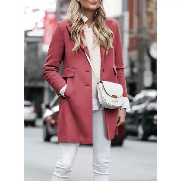imagechouyatou Womens Winter Wool Blend Pea Coat Single Breasted Lapel Collar Business Casual Trench CoatRed