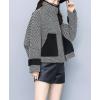 imagechouyatou Womens Casual Notched Collar Wool Blend Trench Coat Zip Up Wave Stripe Loose Short Blazer CoatGrey