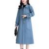 imagechouyatou Womens Elegant Collared Single Breasted Winter Long Wool Coat OvercoatBlue