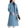 imagechouyatou Womens Elegant Collared Single Breasted Winter Long Wool Coat OvercoatBlue