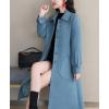 imagechouyatou Womens Elegant Collared Single Breasted Winter Long Wool Coat OvercoatBlue