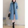 imagechouyatou Womens Elegant Collared Single Breasted Winter Long Wool Coat OvercoatBlue