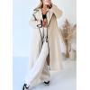 imagechouyatou Womens Elegant Embroidered Wool Coat Open Front Winter Long Wool Trench Coat OvercoatKhaki