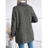 imagechouyatou Womens Elegant Shawl Collar Wool Coat Vintage Plaid Wool Blend Trench Pea CoatGray