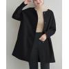 imagechouyatou Womens Fall Collarless Single Breasted Midi Long Wool Coat Business Casual Winter Pea CoatBlack