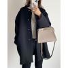 imagechouyatou Womens Fall Collarless Single Breasted Midi Long Wool Coat Business Casual Winter Pea CoatBlack