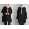 imagechouyatou Womens Fall Collarless Single Breasted Midi Long Wool Coat Business Casual Winter Pea CoatBlack