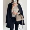 imagechouyatou Womens Fall Collarless Single Breasted Midi Long Wool Coat Business Casual Winter Pea CoatBlack