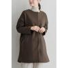 imagechouyatou Womens Fall Collarless Single Breasted Midi Long Wool Coat Business Casual Winter Pea CoatBrown