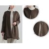imagechouyatou Womens Fall Collarless Single Breasted Midi Long Wool Coat Business Casual Winter Pea CoatBrown