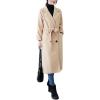imagechouyatou Womens Fall Winter Notch Lapel Double Breasted Long Wool Pea Coat Overcoat with BeltApricot