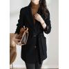 imagechouyatou Womens Fall Winter Wool Blend Coat Notched Collar Single Breasted Blazer Trench Coat with BeltBlack