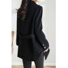 imagechouyatou Womens Fall Winter Wool Blend Coat Notched Collar Single Breasted Blazer Trench Coat with BeltBlack