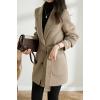 imagechouyatou Womens Fall Winter Wool Blend Coat Notched Collar Single Breasted Blazer Trench Coat with BeltKhaki