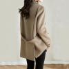 imagechouyatou Womens Fall Winter Wool Blend Coat Notched Collar Single Breasted Blazer Trench Coat with BeltKhaki
