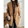 imagechouyatou Womens Fall Winter Wool Blend Coat Notched Collar Single Breasted Blazer Trench Coat with BeltLight Brown