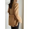 imagechouyatou Womens Fall Winter Wool Blend Coat Notched Collar Single Breasted Blazer Trench Coat with BeltLight Brown