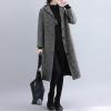imagechouyatou Womens Herring Bone Striped Wool Blend Overcoat Elegant Dressy Lapel Single Breasted CoatBlack