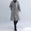 imagechouyatou Womens Herring Bone Striped Wool Blend Overcoat Elegant Dressy Lapel Single Breasted CoatBlack