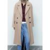 imagechouyatou Womens Winter Warm Notch Lapel Double Breasted Long Wool Coat OvercoatApricot