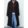 imagechouyatou Womens Winter Warm Notch Lapel Double Breasted Long Wool Coat OvercoatBlack