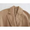 imagechouyatou Womens Winter Warm Notch Lapel Double Breasted Long Wool Coat OvercoatKhaki