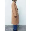 imagechouyatou Womens Winter Warm Notch Lapel Double Breasted Long Wool Coat OvercoatKhaki