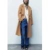imagechouyatou Womens Winter Warm Notch Lapel Double Breasted Long Wool Coat OvercoatKhaki