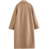 imagechouyatou Womens Winter Warm Notch Lapel Double Breasted Long Wool Coat OvercoatKhaki