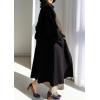 imagechouyatou Womens Winter Wool Coat Open Front Collarless Business Casual Midi Long Wool Trench CoatBlack