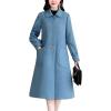 imagechouyatou Womens Elegant Collared Single Breasted Winter Long Wool Coat OvercoatBlue