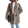 imagechouyatou Womens Elegant Shawl Collar Wool Coat Vintage Plaid Wool Blend Trench Pea CoatBrown